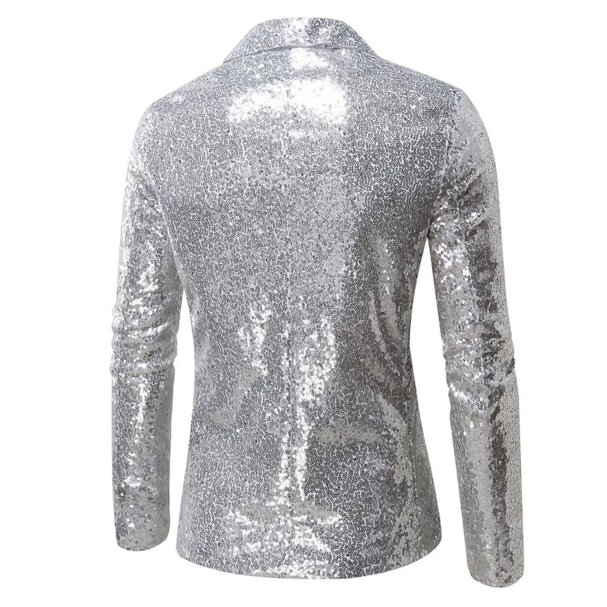 Chaqueta con lentejuelas para hombre, corte ajustado, chaqueta de traje de carnaval con 1 botón, chaqueta de negocios, chaqueta brillante, traje para carnaval, fiesta