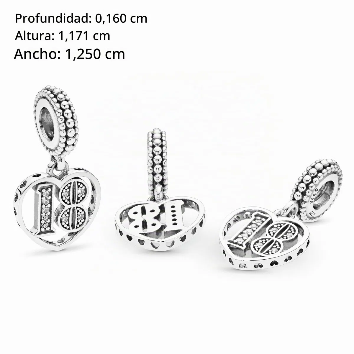 Pandora Jewelry - Abalorio de circonita cúbica de 18 años de amor en plata de ley