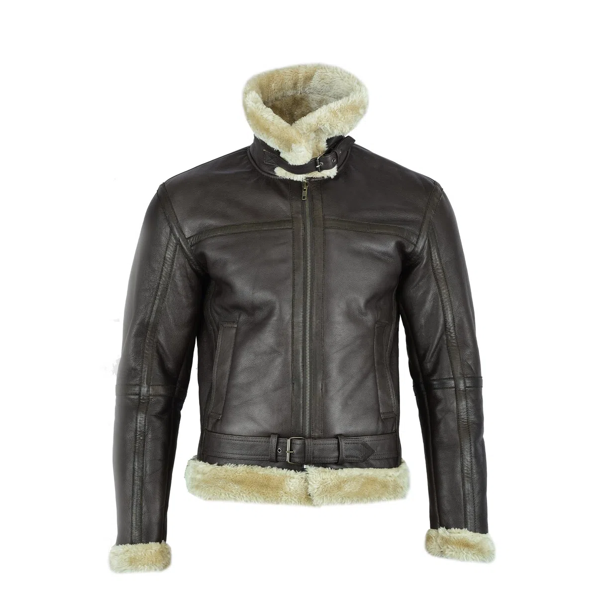 Leatherick Hombre Marrón Aviator estilo chaqueta de piel de cabra Vintage Bombardeo Chaqueta de vuelo
