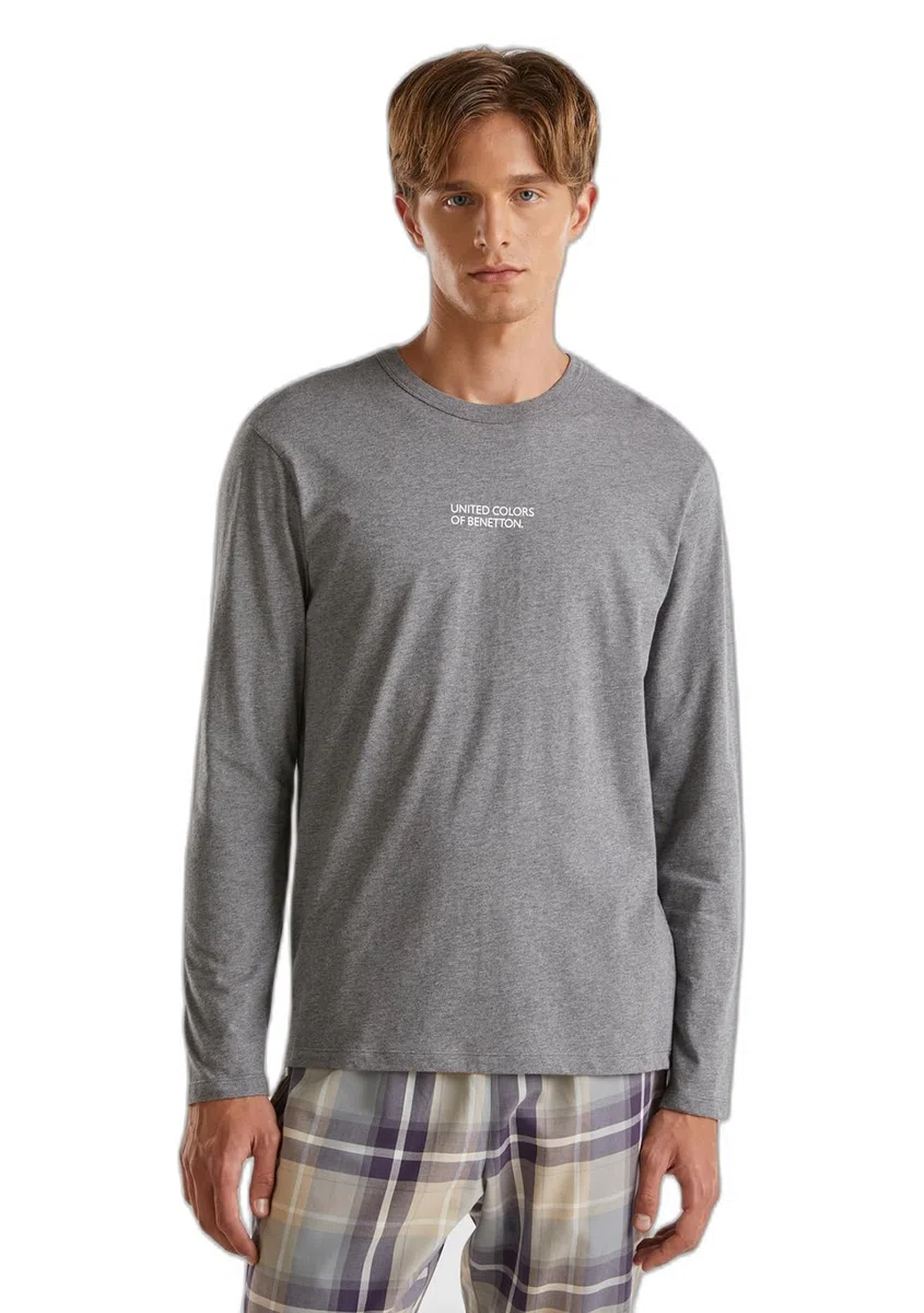 United Colors of Benetton Parte Superior del Pijama Hombre Gris XL