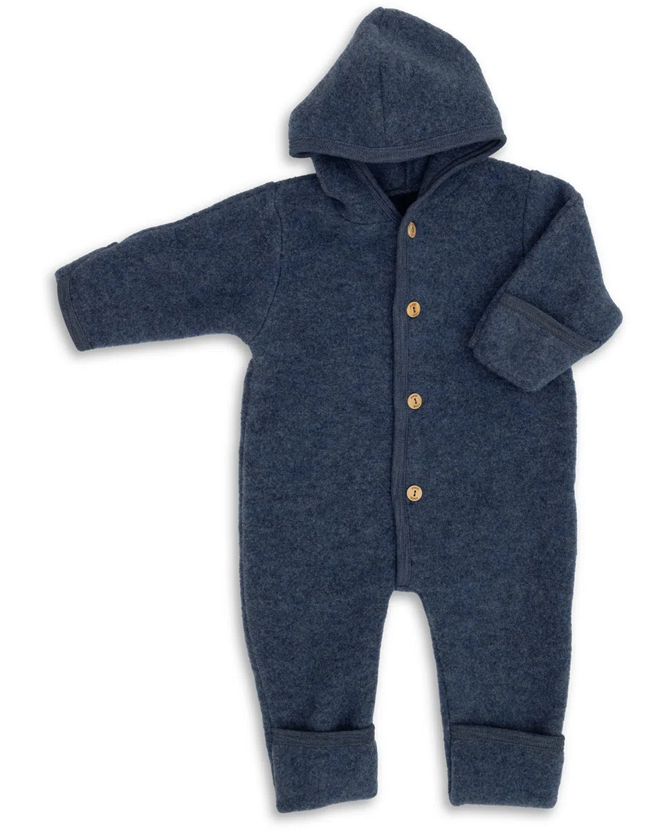 Engel Axil - Lana de merino orgánica polar bebé recién nacido romper con capucha footed