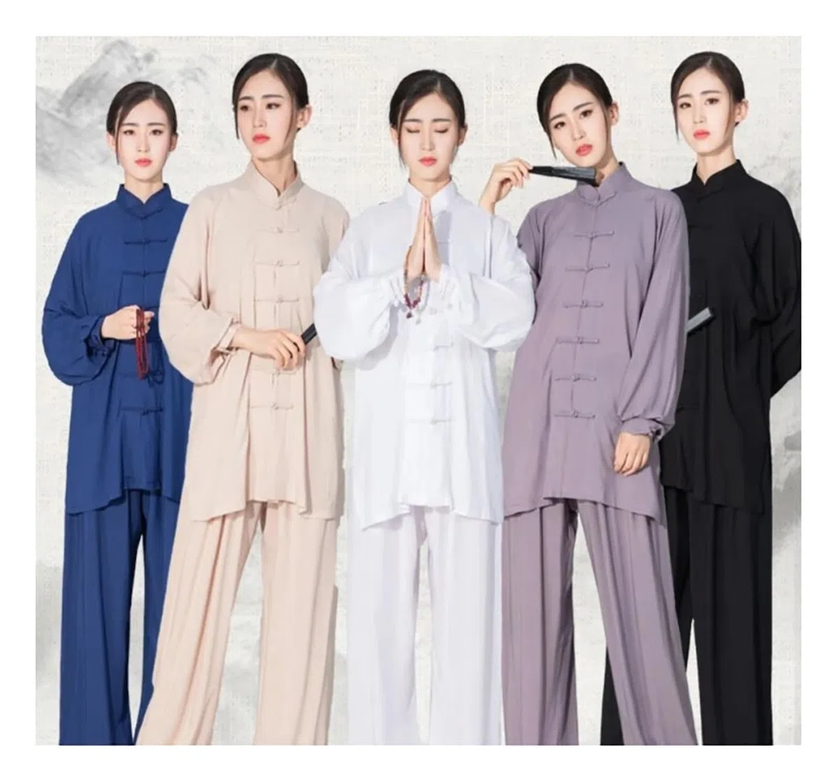Tai Chi Traje Traje de Tai Chi de algodón Suave for Hombre y Mujer, Uniforme de Artes Marciales Kung Fu Wushu, Chaqueta y Pantalones Wing Chun(Black,XXL(180cm))