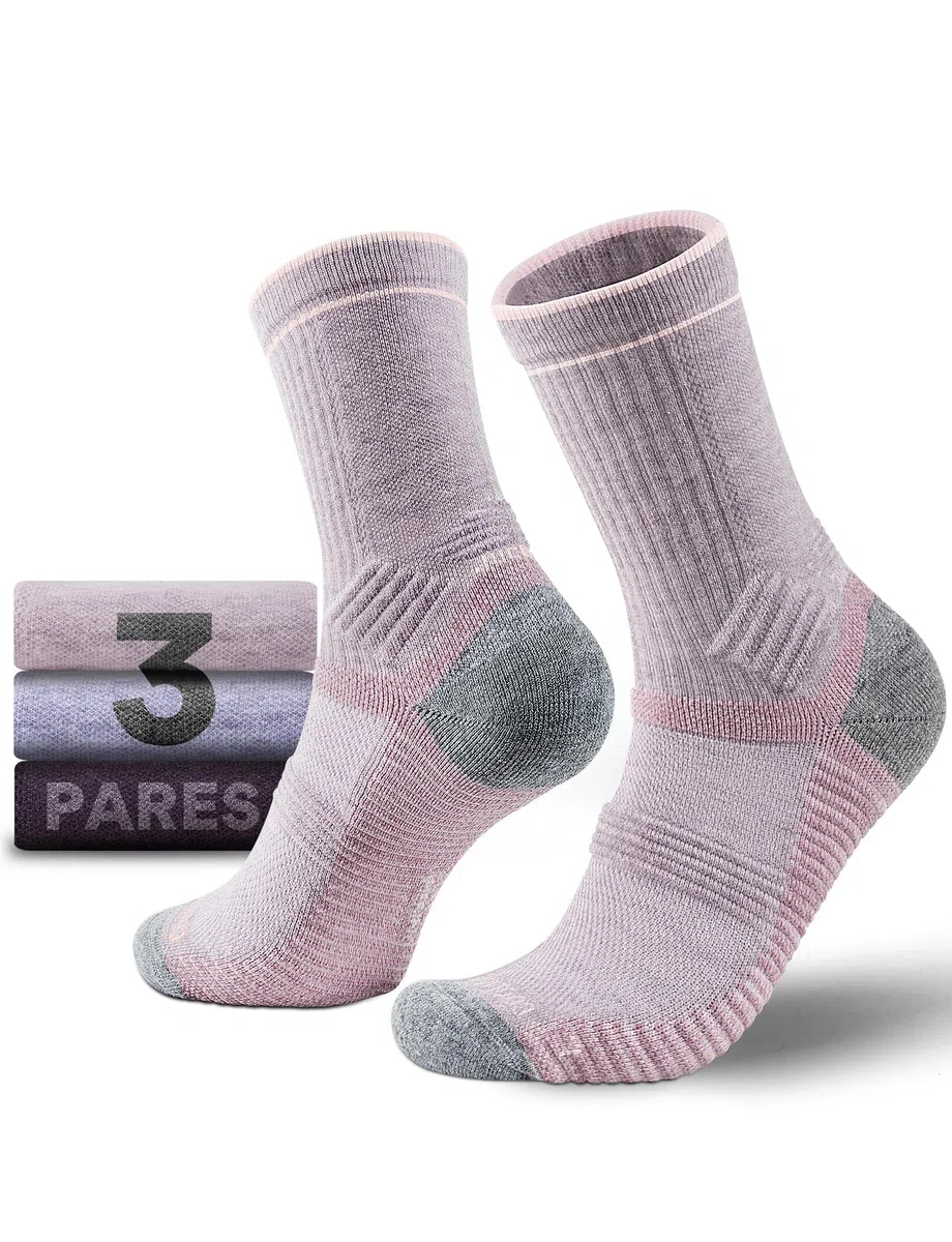 Juclise Calcetines de senderismo de invierno Seamless de lana merino, con amortiguación y que absorben la humedad.