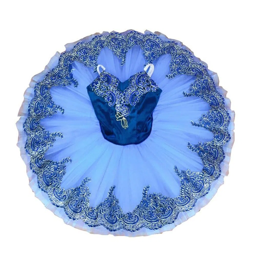 Ballet Swan Lake tu Ropa Leota Estampada Falda de Chaleco Falda de Bailarina esponjosa Falda de actuación(Size:160cm,Color:Azul)
