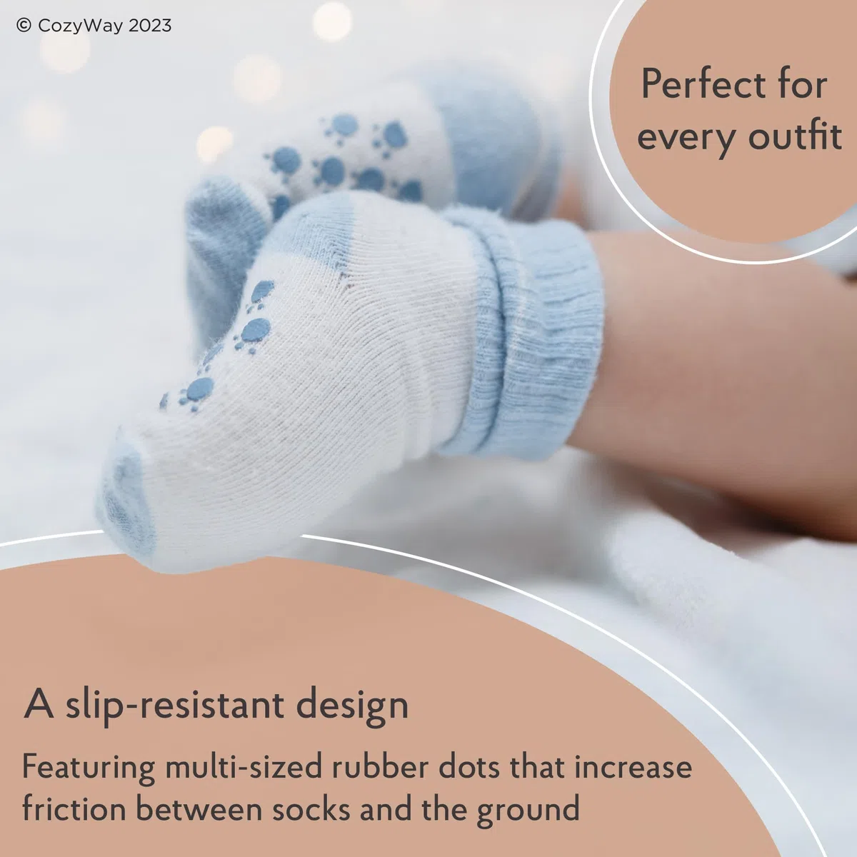 CozyWay Calcetines antideslizantes para niños, 12 pares, para niños, antideslizantes, de algodón, para niños y niñas