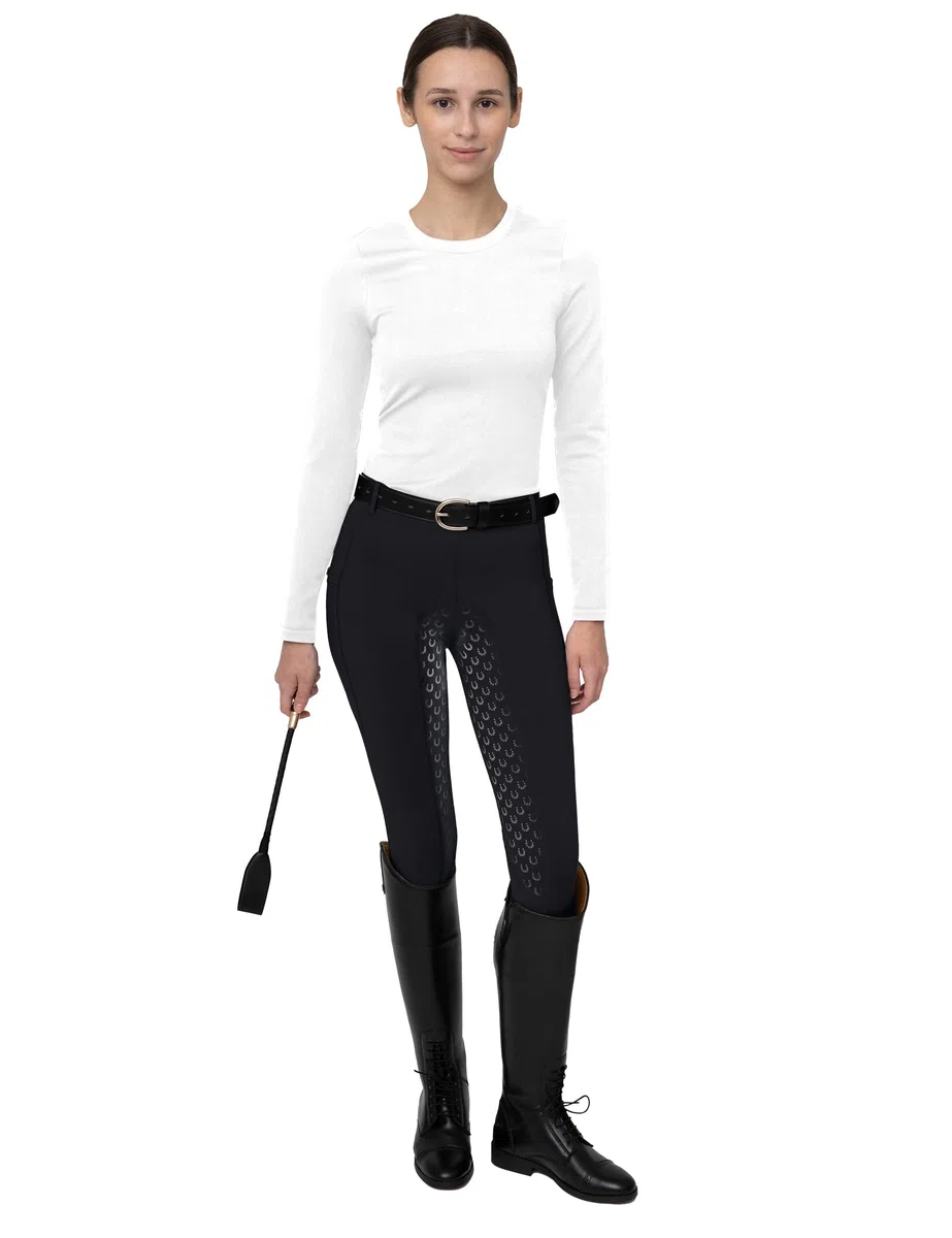 FitsT4 Sports Pantalones de Montar para Mujer Pantalones de Montar con Refuerzo Completo de Silicona, Bolsillo para el móvil y Trabillas para el cinturón