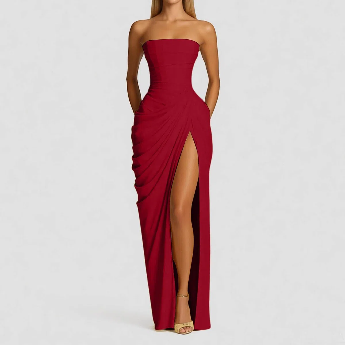 Vestido de Fiesta Largo Chiffon para Mujer Elegante Maxi Vestido Ajustado sin Mangas Vestido de Fiesta Elegantes Maxi Vestidos Formal de Noche Bodycon para Cóctel Graduacion Comunion