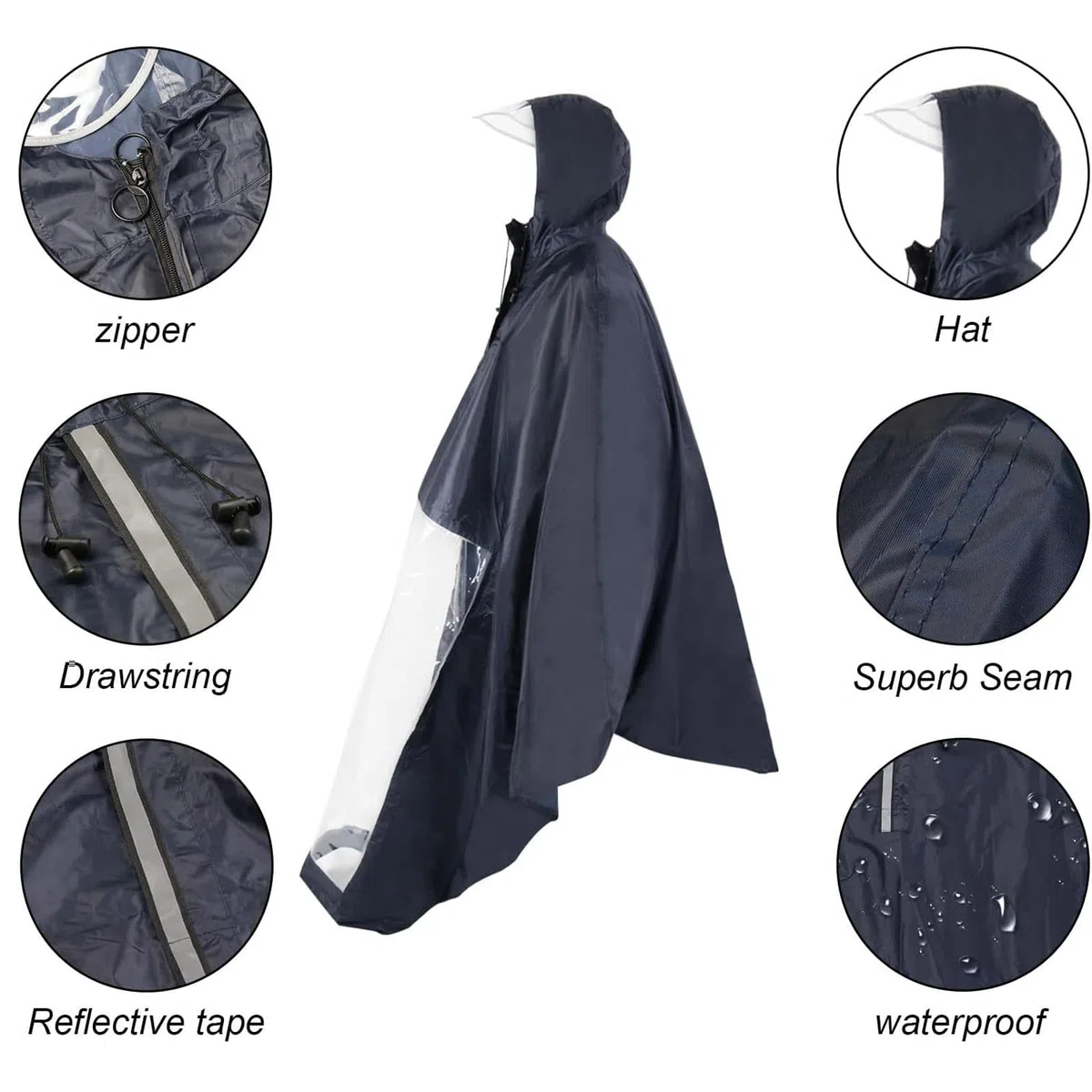 Poncho de Lluvia para Vehículos Eléctricos, Universal para Scooter de Movilidad y Silla de Ruedas Eléctrica, con Capucha y Panel Transparente