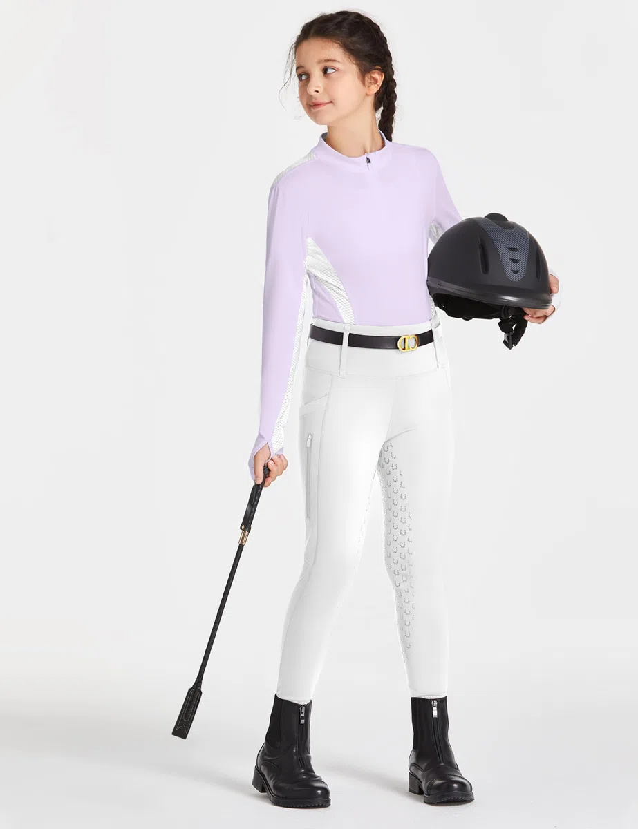 FitsT4 Sports Pantalones de equitación para niñas Leggings de equitación Revestimiento Completo de Silicona Pantalones de equitación de Cintura Alta