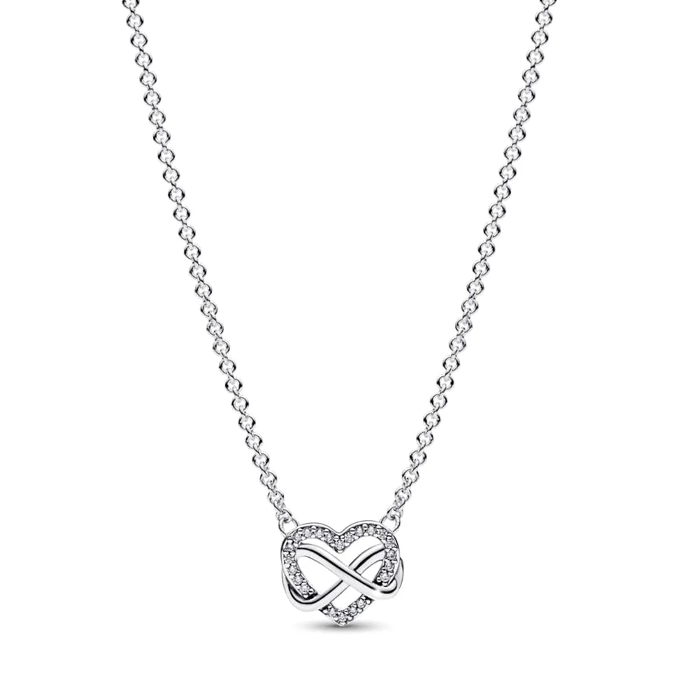 Pandora Moments Infinity heart 14k gold-plated necklace with clear cubic zirconia