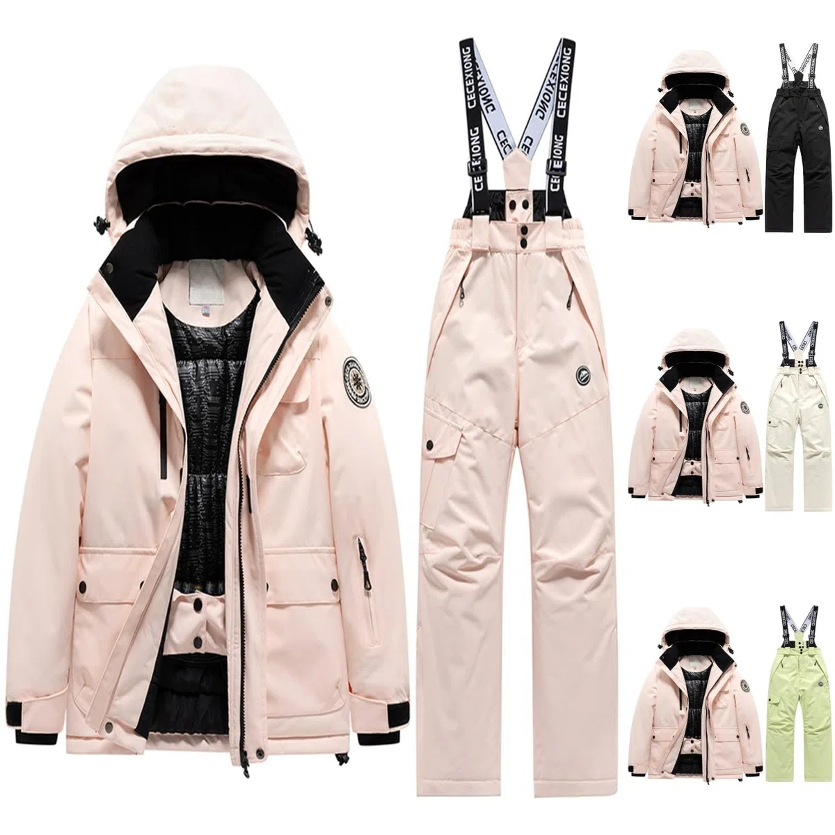 Chaqueta de esquí y monos para niños, 2 piezas, impermeable, cortavientos y cálido, combinación de ropa de nieve para niños de 5 a 14 años – Snowboard