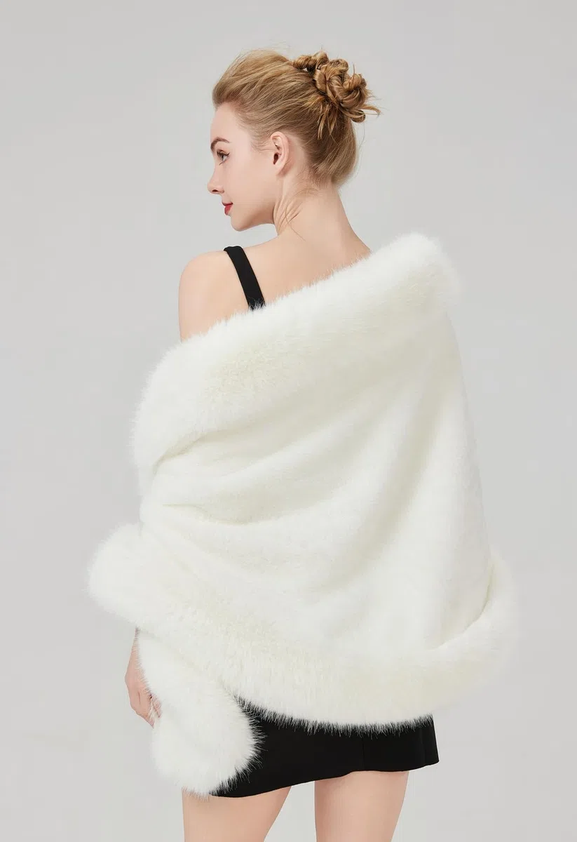 BEAUTELICATE Estola Chal Pelo Mujer Boleros Marfil Negro Para Fiesta Bodas Novia Invierno Vestido de Noche