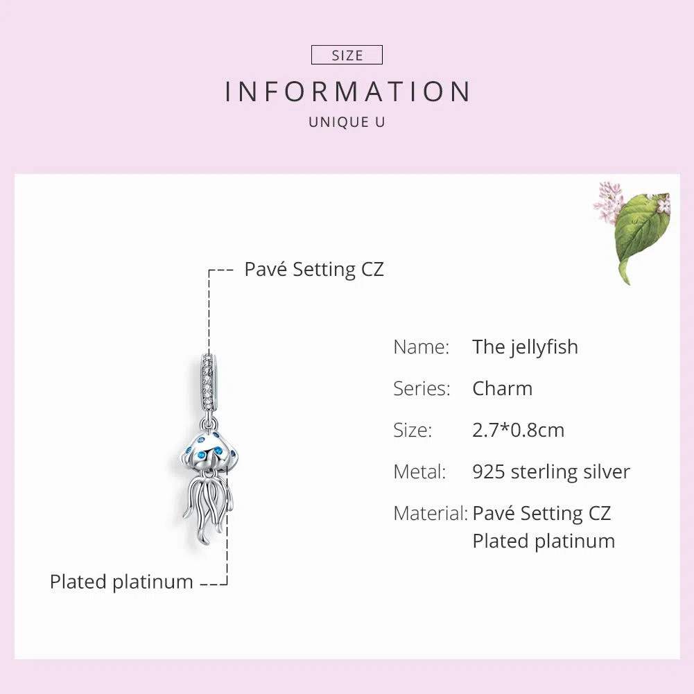 NewL Colgante de medusas de la serie mundial subacuática para pulsera y collar de plata de ley 925 auténtica joyería de bricolaje