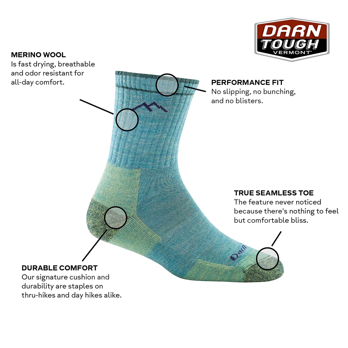 Darn Tough Hiker Micro Crew Midweight with Cushion Calcetines Mujer (Pack de 1)