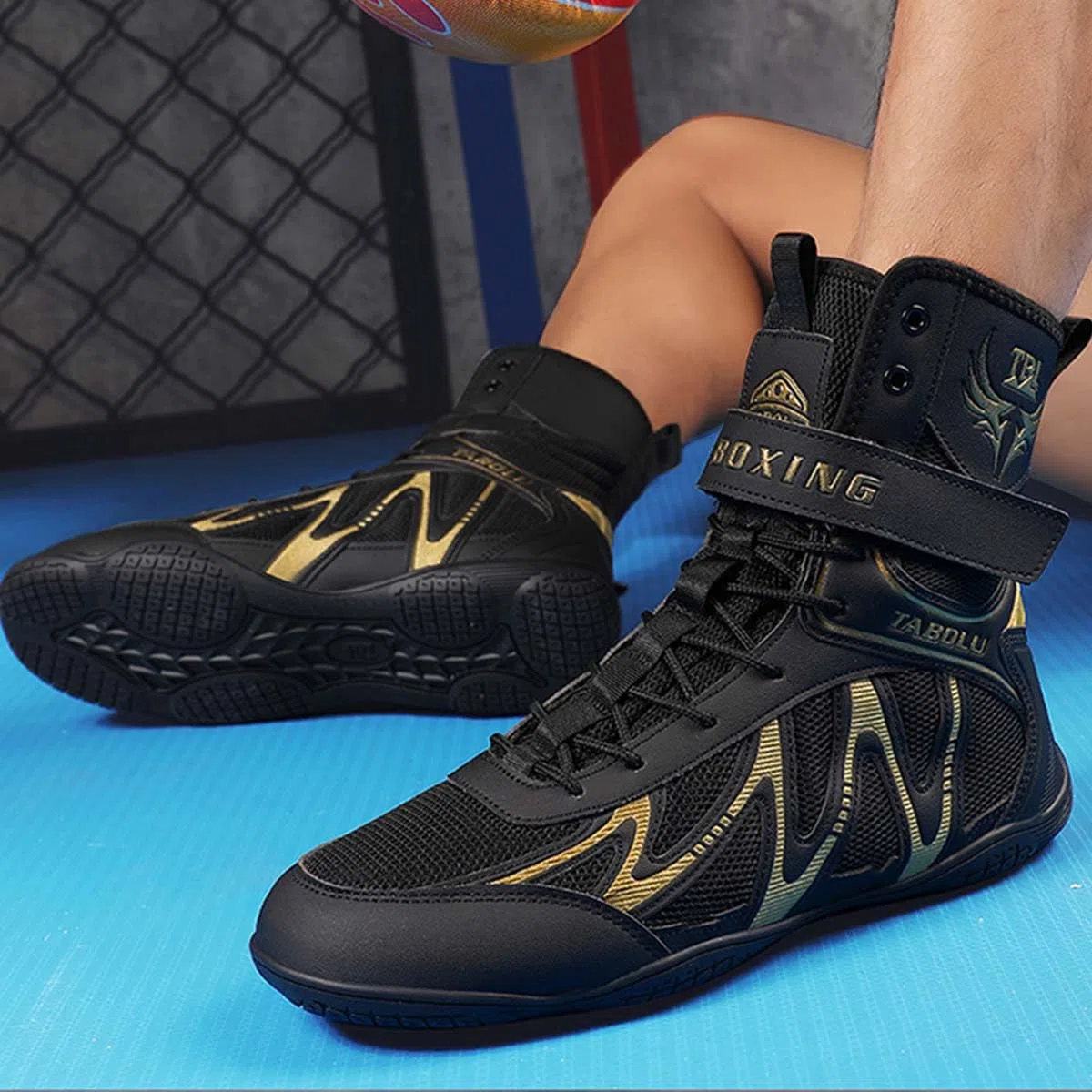 SDEQA Zapatos De Boxeo Hombre Zapatos de Entrenamiento Lucha Transpirables Interiores Botas de Fitness Competición Marciales,Juvenil