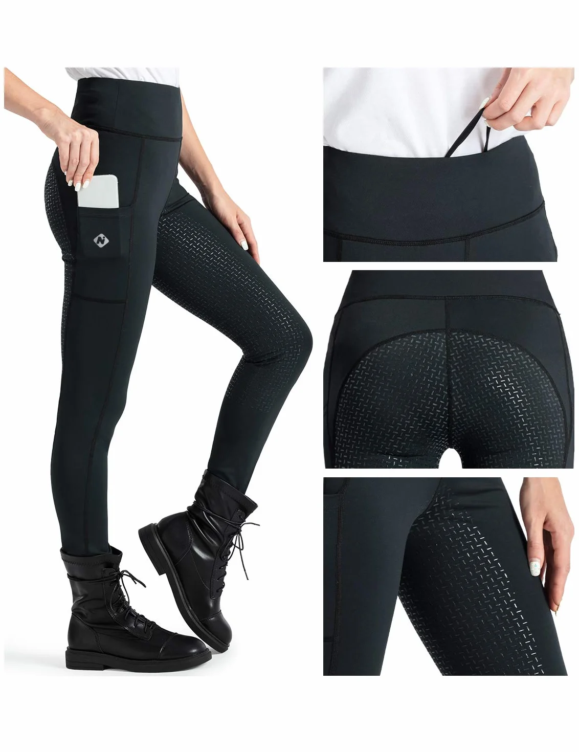 NAVISKIN Calzones de equitación para Mujer, Pantalones de equitación largas con Agarre de Silicona, Suaves y elásticas