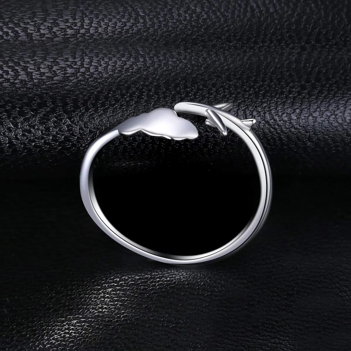 JewelryPalace Anillo Ajustable Mujer Plata Oro 14k Oro Rosa, Anillo Abierto de Avión y Nube, Anillos Niña de Moda Joyería Personalizada, Anillo de Plata Liso, Joyas de Mujer