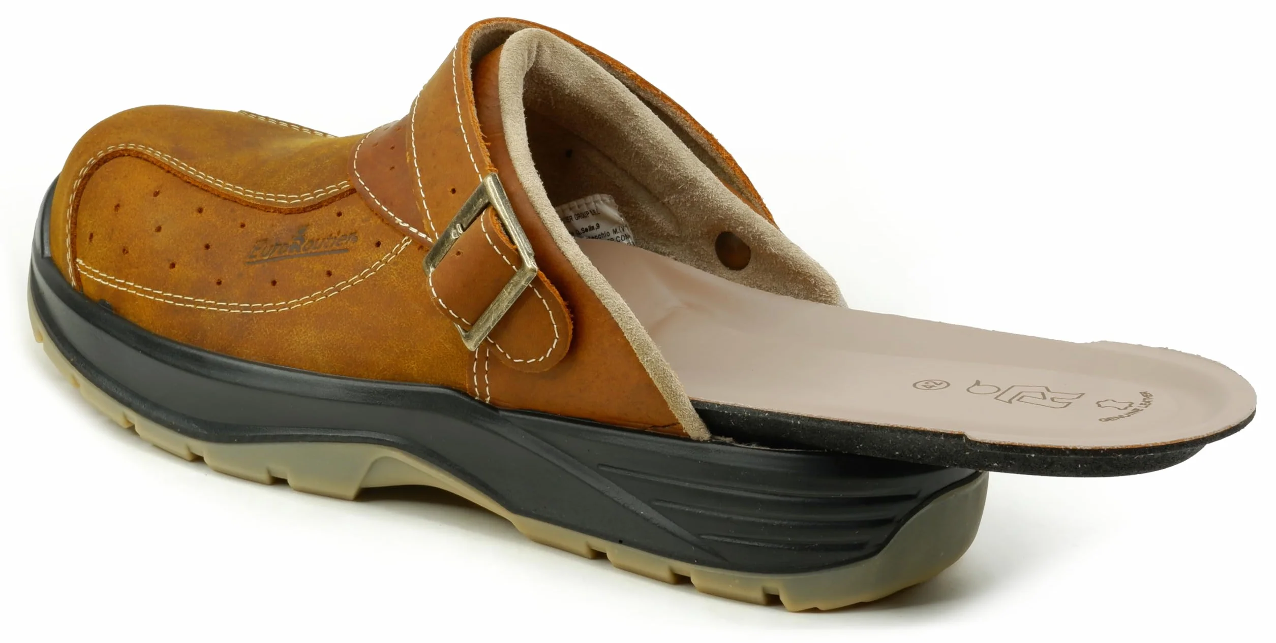 EUROROUTIER Premium Leather Tucson Brown, zuecos, zapatillas de seguridad certificadas SB A-E-FO SRC