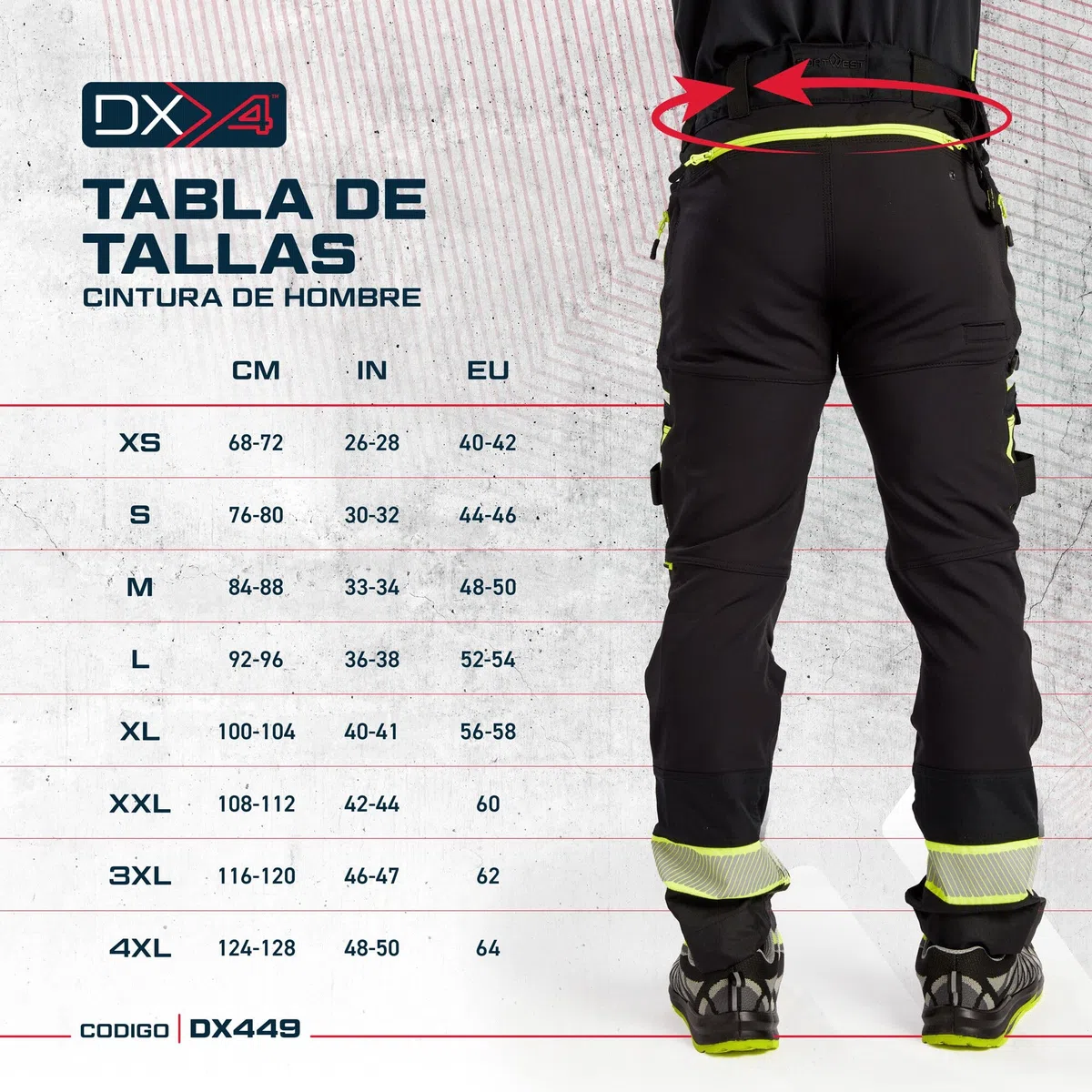 Portwest Pantalón De Trabajo Dx4, Tamaño: 38, Color: Negro, DX449BKR38
