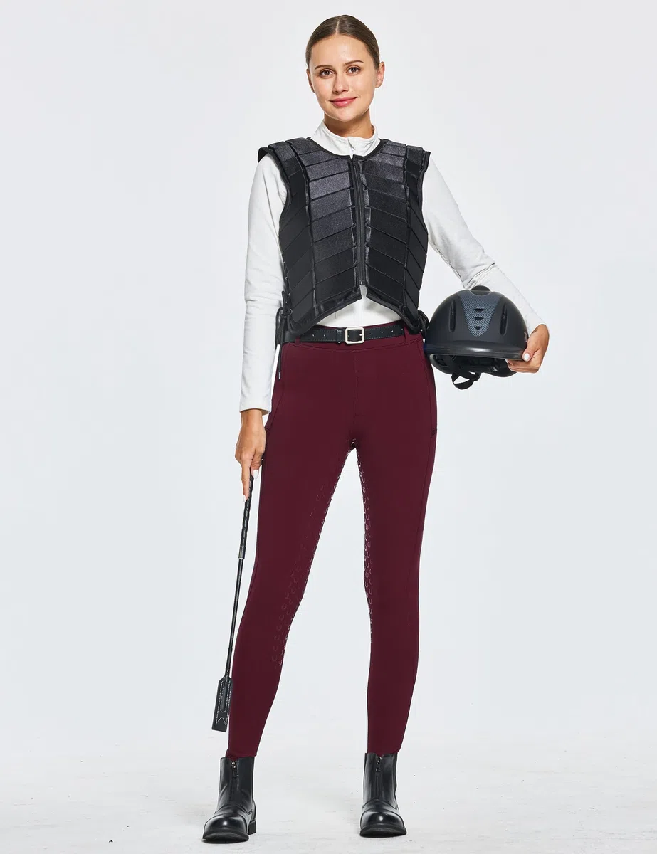 FitsT4 Sports Pantalones de equitación de invierno para mujer con bolsillos con cremallera, mallas de equitación con forro polar