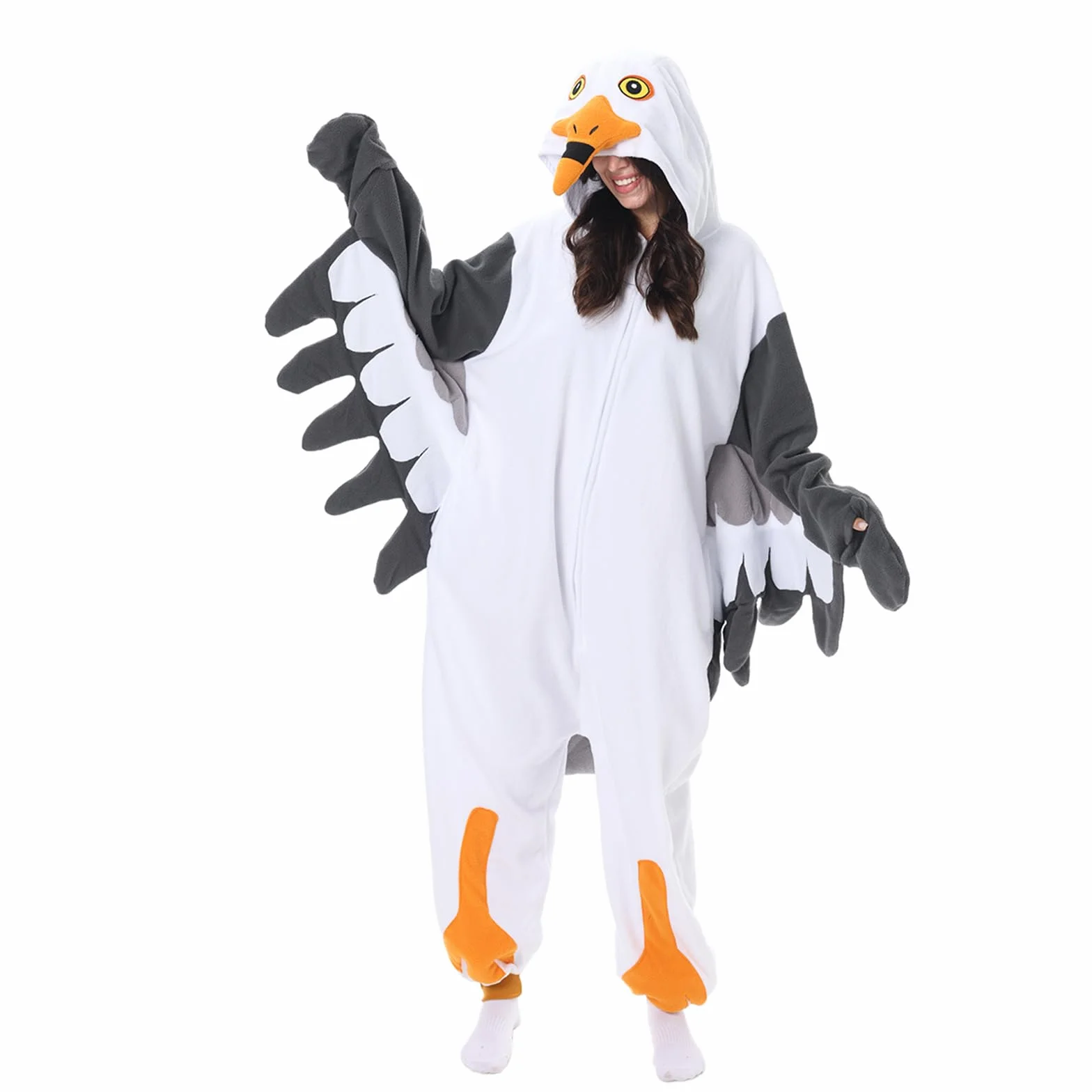 LANFAN Disfraz de gaviota para adultos, pijama para hombre y mujer, unisex, cosplay, animal, peluche, ropa de dormir para Halloween, mono para hombres y mujeres