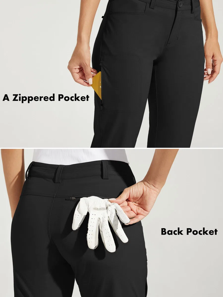 WILLIT Pantalones de golf para mujer, elásticos, de secado rápido, ligeros, para el tiempo libre, con bolsillos, resistentes al agua