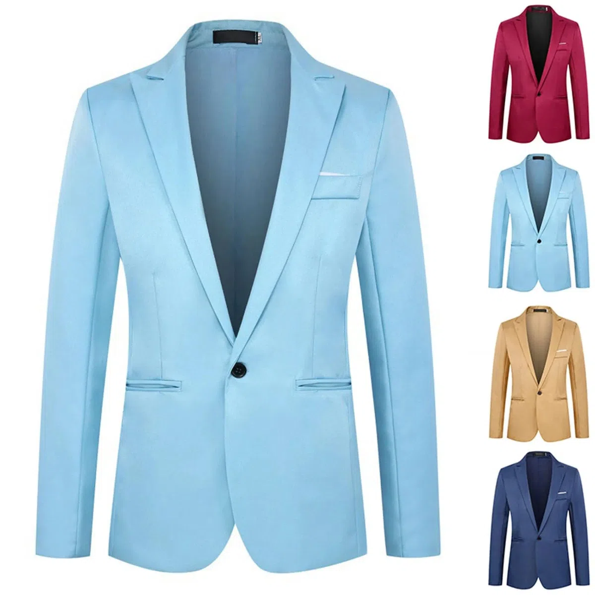 Chaqueta de traje de hombre con solapa puntiaguda y un solo botón, ajuste delgado, para negocios, boda, fiesta, casual, traje