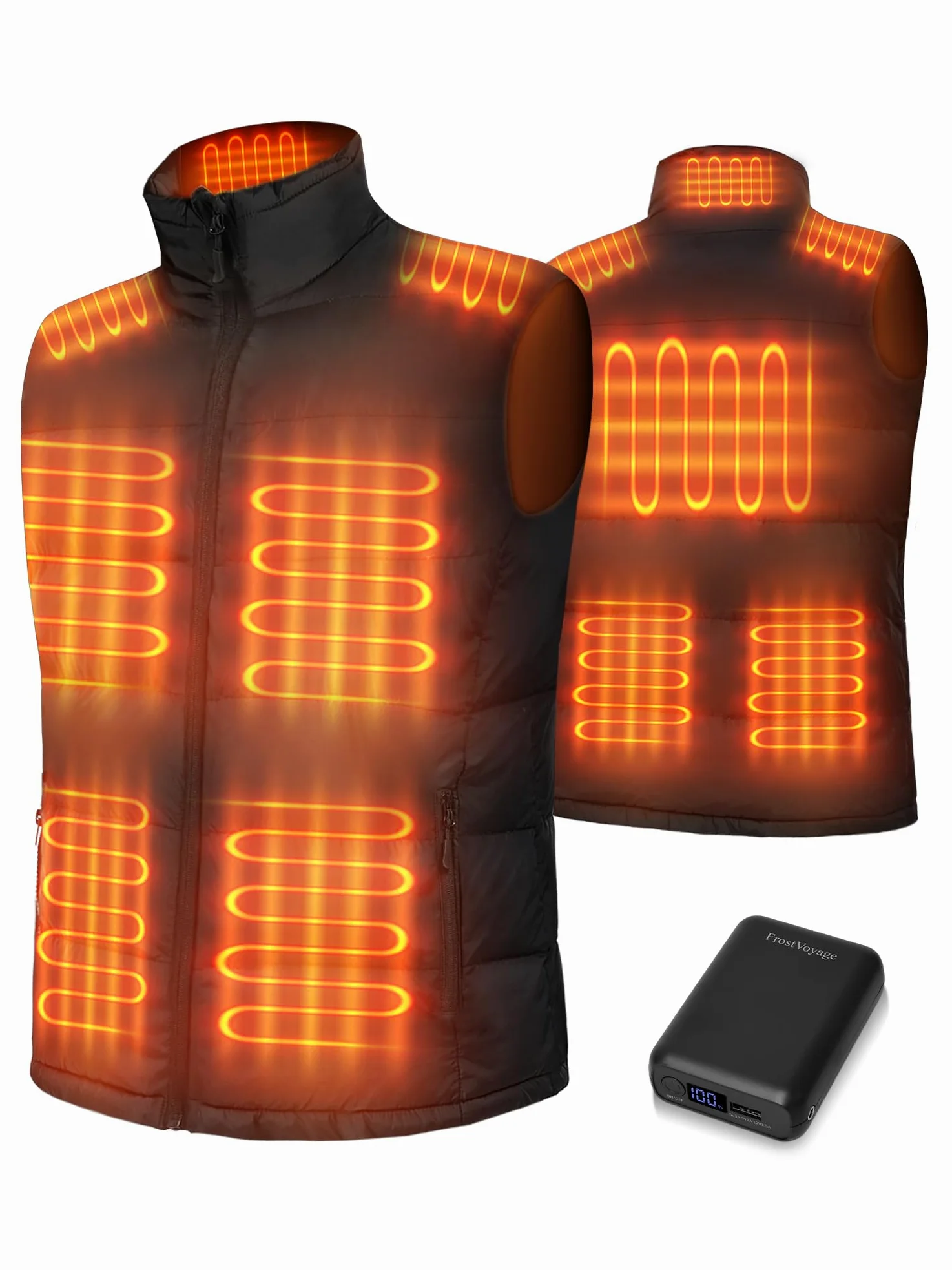 Chaleco Calefactable Hombre Mujer 7.4V 18400mAh 10 Zonas de Calor 3 Niveles Ajustables