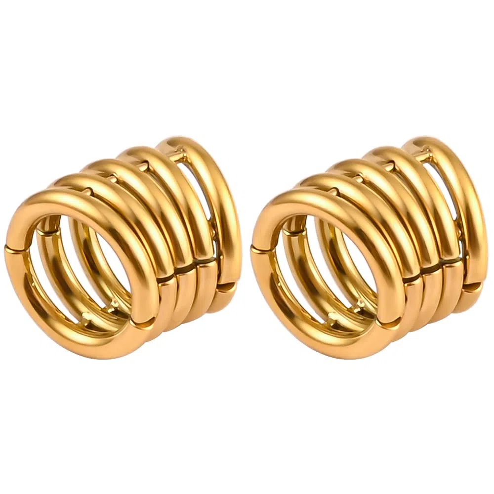 Vankula Pesos Dilataciones Orejas tapones túnel 5 Anillos acero inoxidable Expansores Estiramiento Piercing 6mm