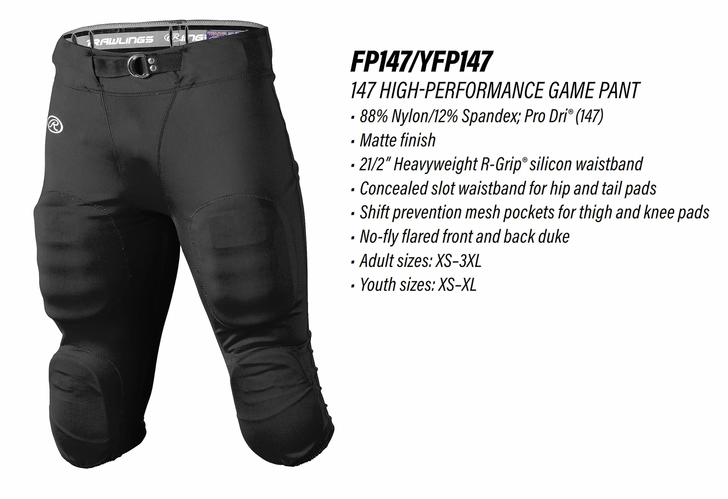 Rawlings Fp147 Pantalones de Fútbol de Alto Rendimiento | Practica/Uso de Juego | Tallas para Adultos Palazzo Unisex Adulto