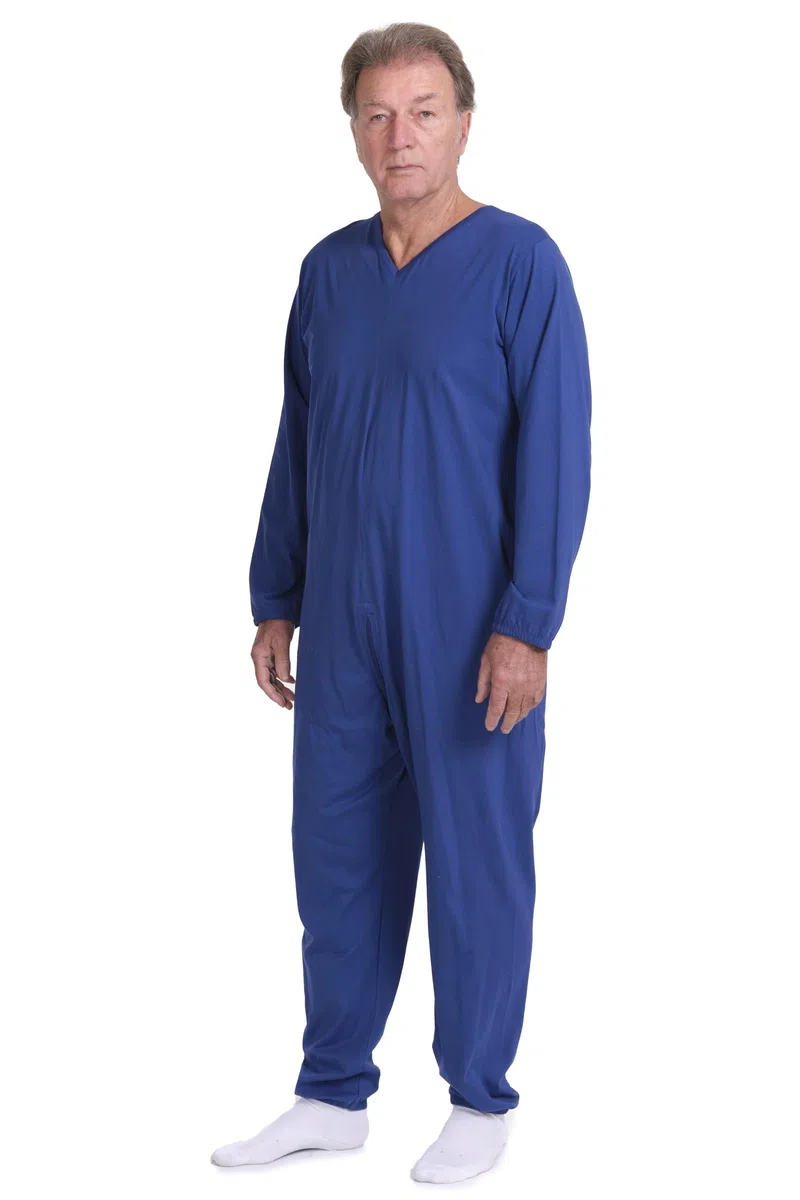 FERRUCCI COMFORT Pijama geriátrico antipañal para Personas Mayores 9078 ML PL - 100% Algodon - Mangas largas y Pantalones Largos