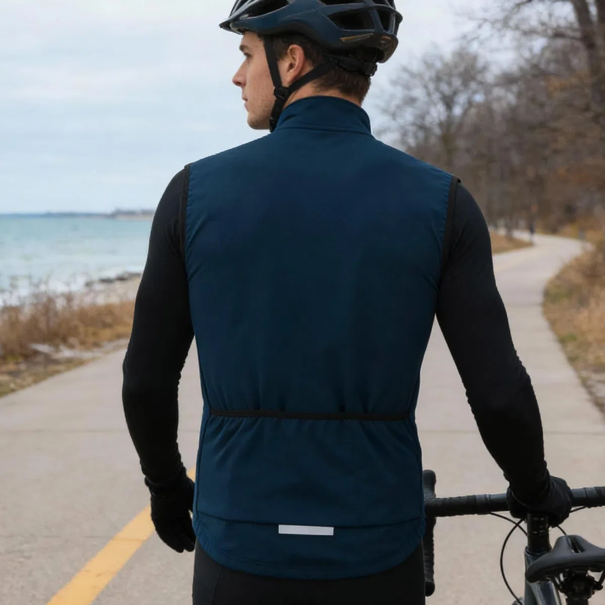 WOSAWE Chaleco de forro polar para hombre, sin mangas, reflectante, cortavientos