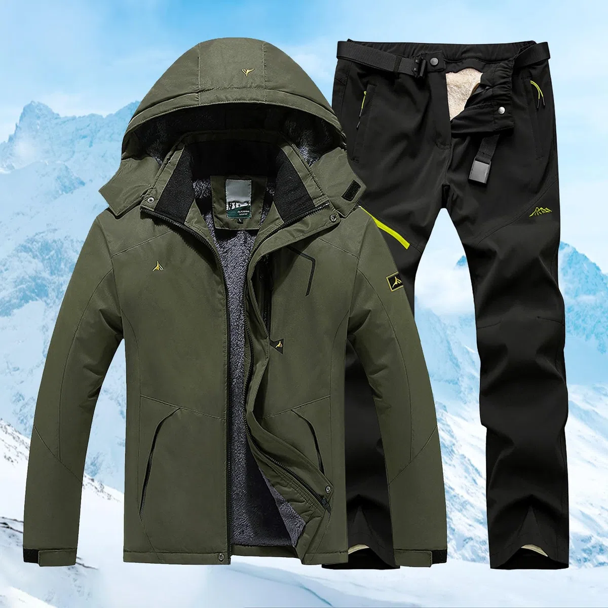Conjunto de chaqueta y pantalones de esquí para hombre, impermeable, traje de esquí para hombre, 2 piezas, trajes de snowboard de montaña, traje de nieve a la moda, traje de nieve softshell para