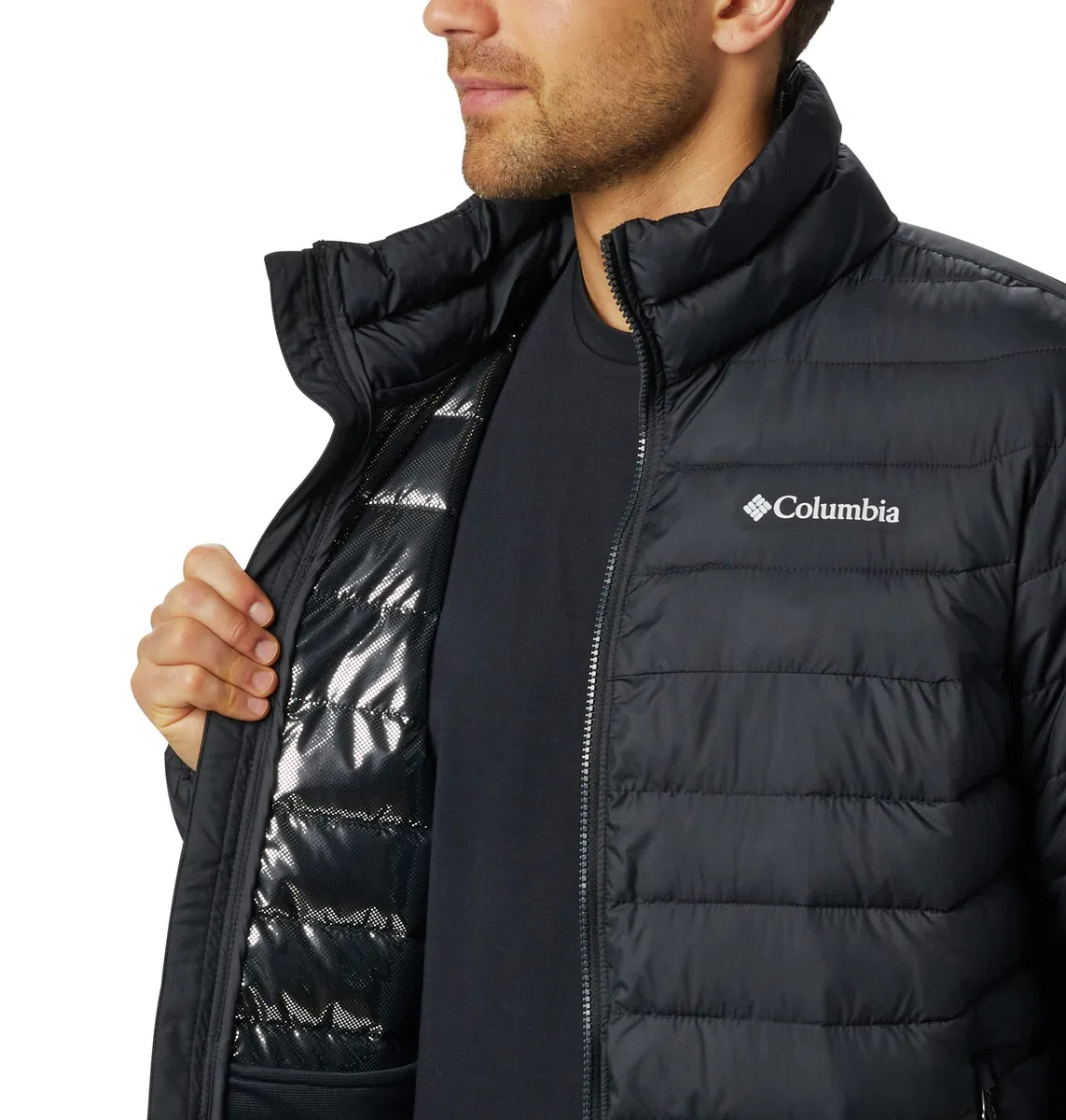 Columbia Powder Lite Jacket Chaqueta acolchada Hombre, Black, S