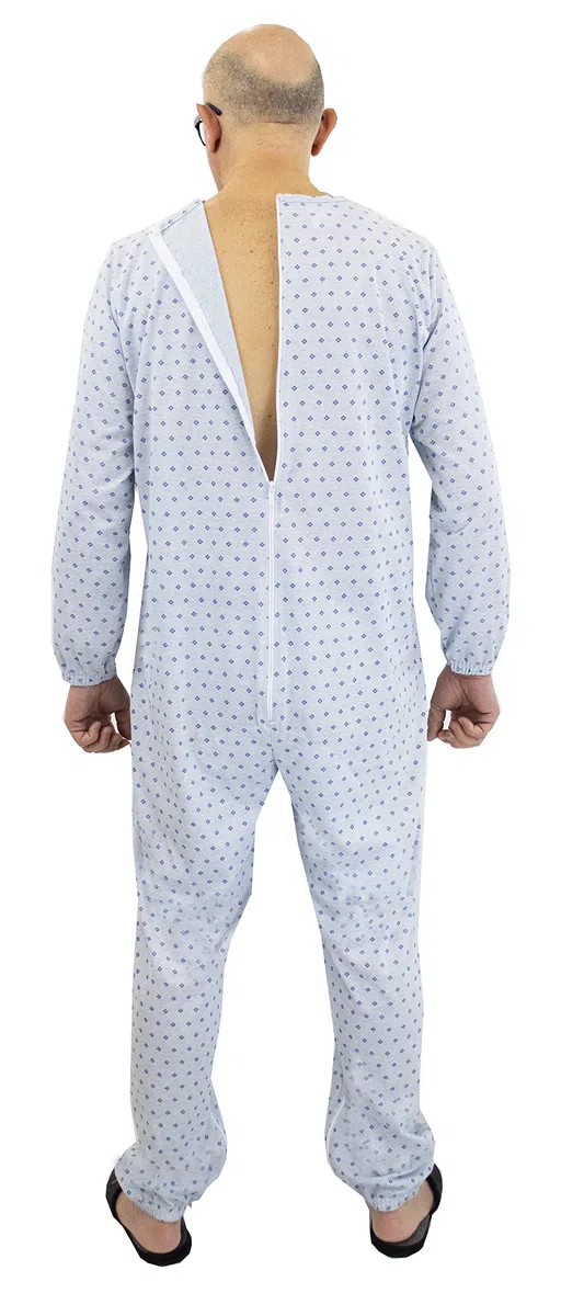 FERRUCCI COMFORT Pijama de Tutón Sanitario Simplicidad Manga Larga 3 Cremalleras/Cremallera Detrás de la Espalda e Interior Pierna Verano