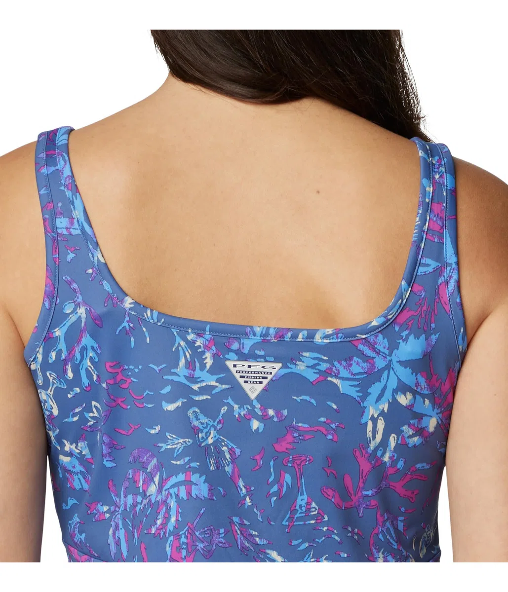 Columbia PFG Freezer III Dress Vestido, Bluebell Kona Kraze, M Mujeres