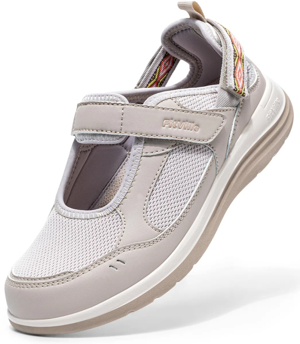 FitVille Sandalias Mary Jane Mujer Ancho Extra Zapatos de Verano Cierre Ajustable Transpirables