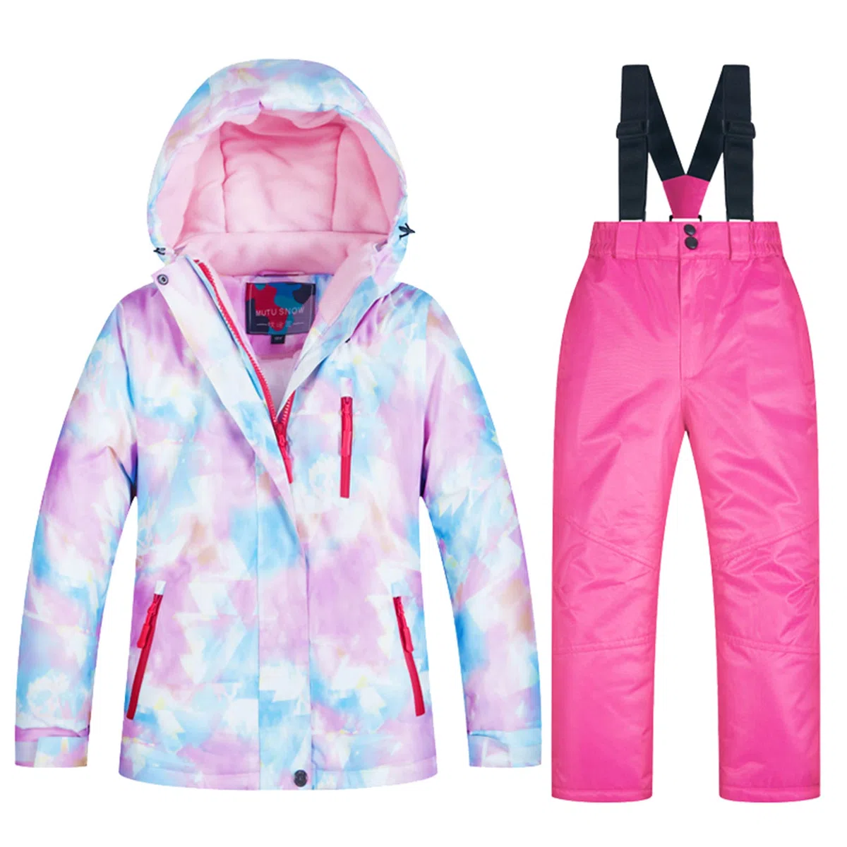 Conjunto de Chaqueta y Pantalón de Esquí para Niños Traje de Esquí para Niños Niñas Protector de Nieve Integrado Forro Polar Invierno