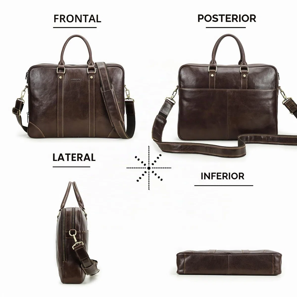 Contacts Maletín de piel auténtica para hombre de 14 pulgadas, bolso cruzado casual vintage para negocios, para hombres y mujeres, viajes, escuela, abogados