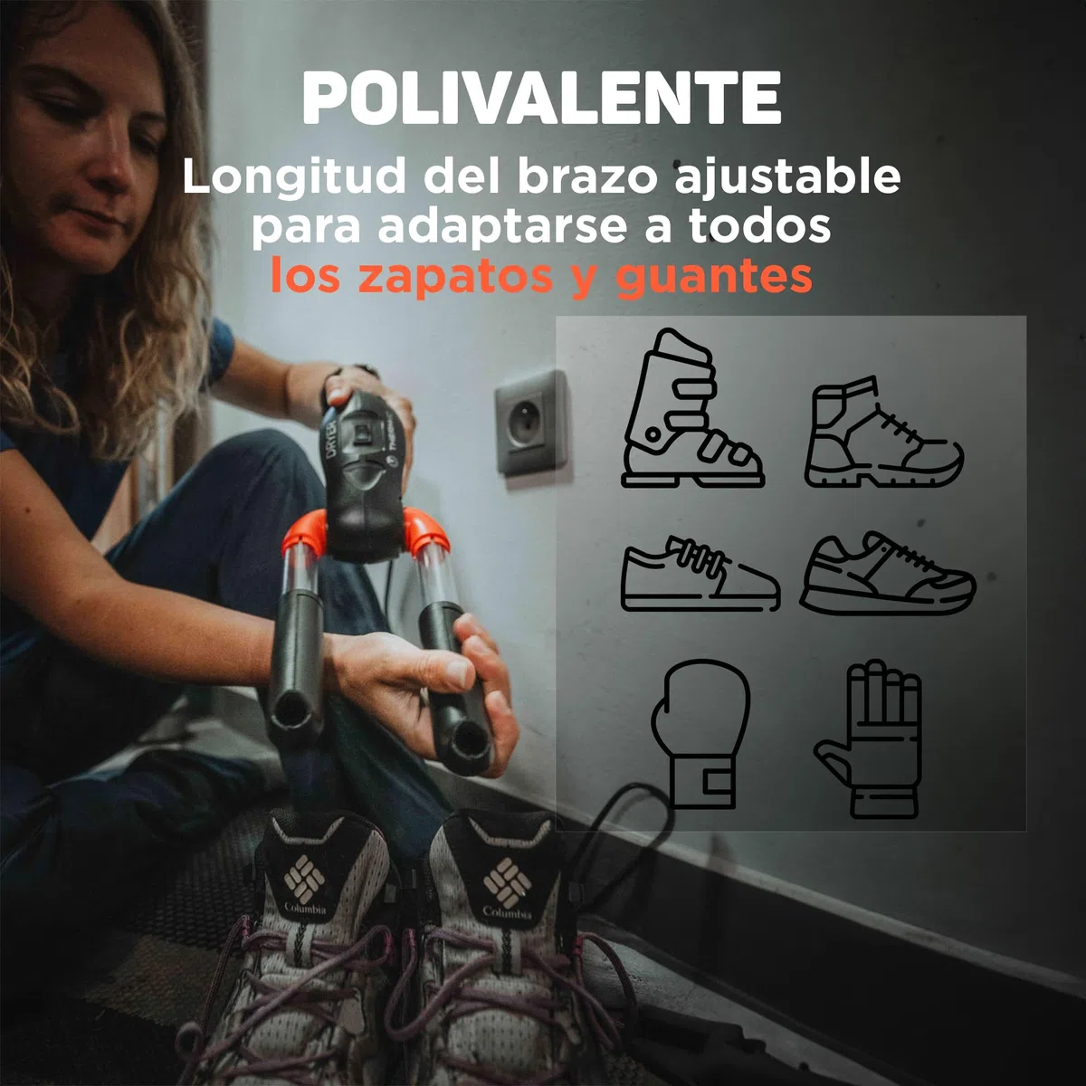 Therm-Ic Dryer Secador de calzado, Secado rápido, Compacto y silencioso, Para botas, botines, botas de esquí, Brazos extensibles, Fácil de manejar