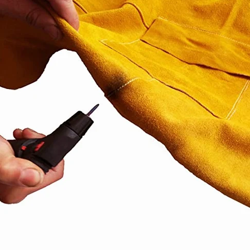 Delantal de ropa de trabajo de cuero de vaca Soldadura Ropa protectora Resistente al calor y al fuego Soldadores Ropa de soldadura Delantal con mangas (120 cm)