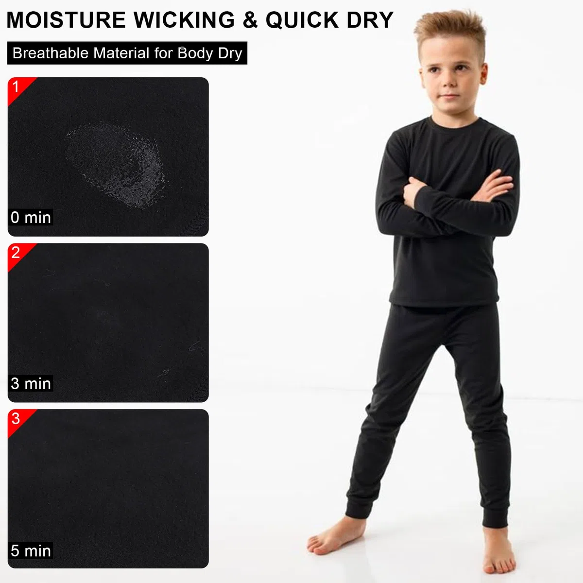 Conjunto de capa base térmica para niños, forro de fieltro cálido para niñas y niños, conjunto de ropa interior térmica para esquí, ciclismo y correr, fútbol