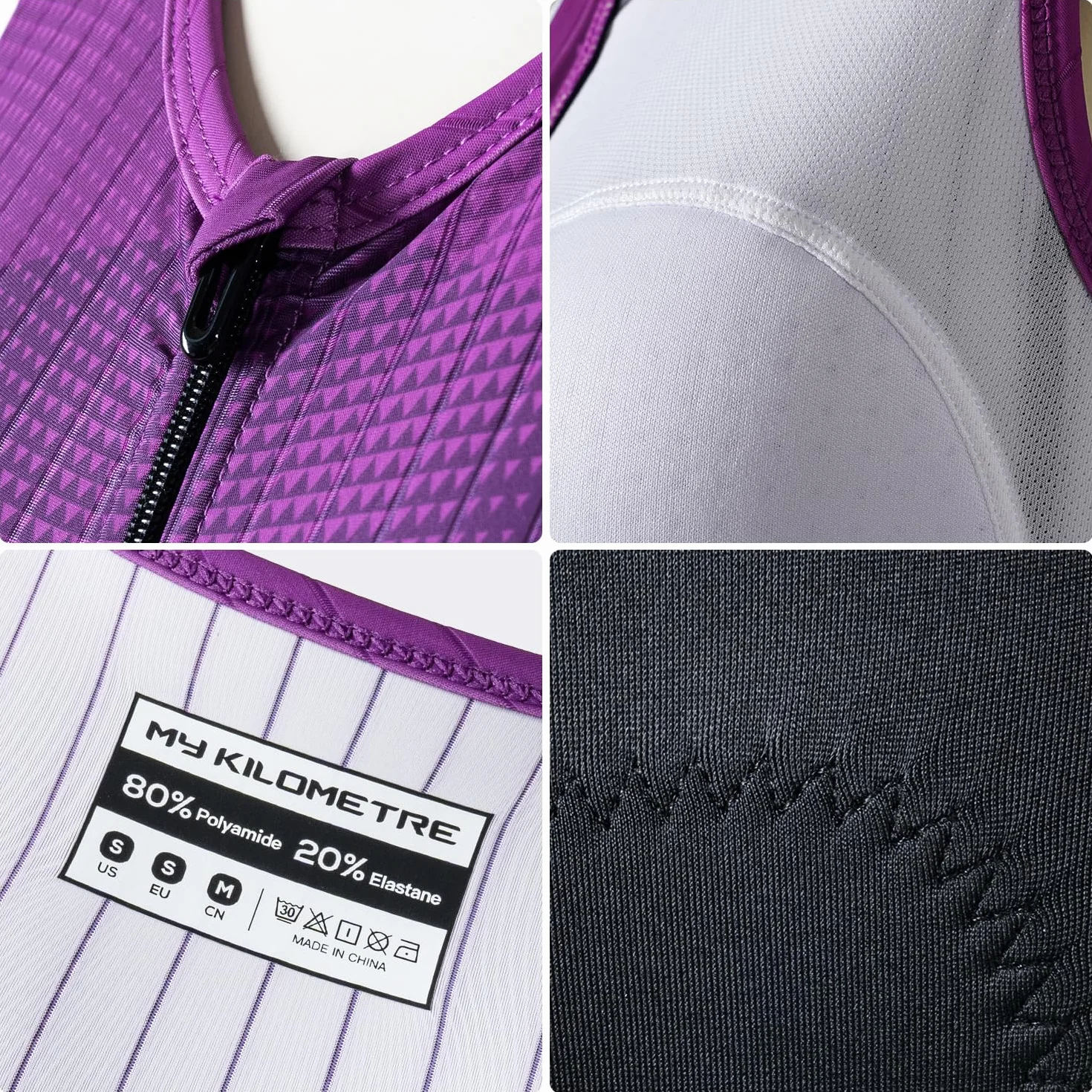 MY KILOMETRE Traje de Triatlón para Mujer Sin Mangas – Trisuit con Cremallera Completa y 2 Bolsillos Traseros Reflectantes Secado Rápido UPF50+ Trasero para Natación, Ciclismo y Carrera