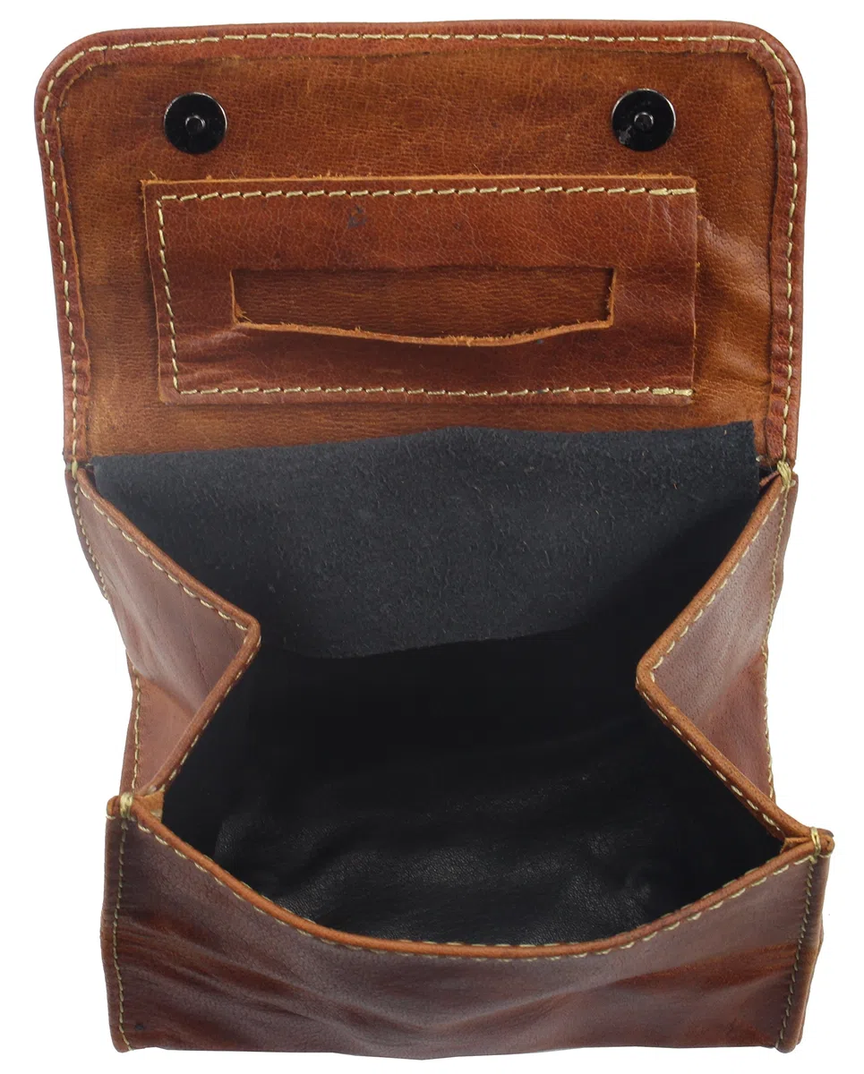 Bolsa De Tabaco SHAQ v2 | Cuero De Búfalo | Estuche De Cigarillos Caja Hombre Femme Marrón (Cognac)