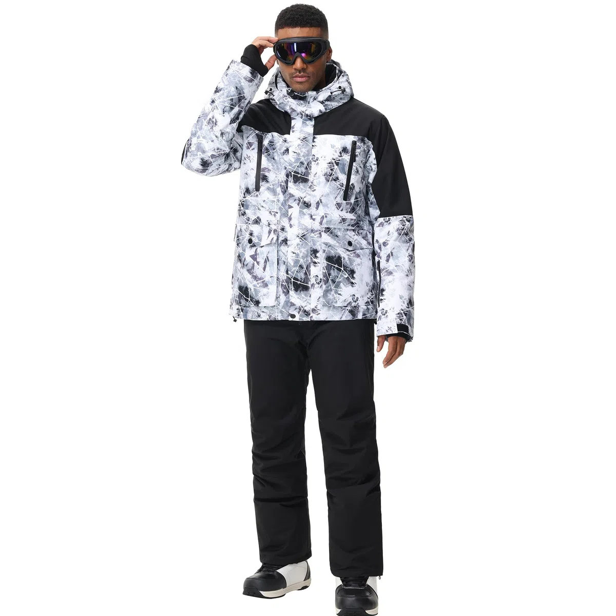 ALSOGO Trajes de esquí para hombre, 2 piezas, juegos de snowboard impermeables a prueba de viento invierno cálido chaqueta de esquí y pantalones conjunto para esquiar snowboard escalada