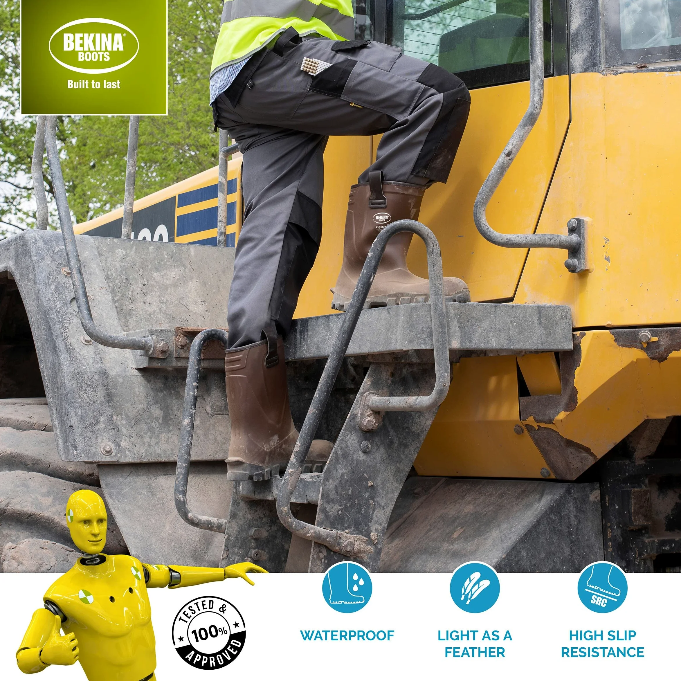 Botas de Seguridad para Hombre, con Puntera y Suela de Acero, Antideslizantes, Impermeables, sin Forro Interior, hasta -20 Grados, pies Calientes y Secos, marrón, EU 42