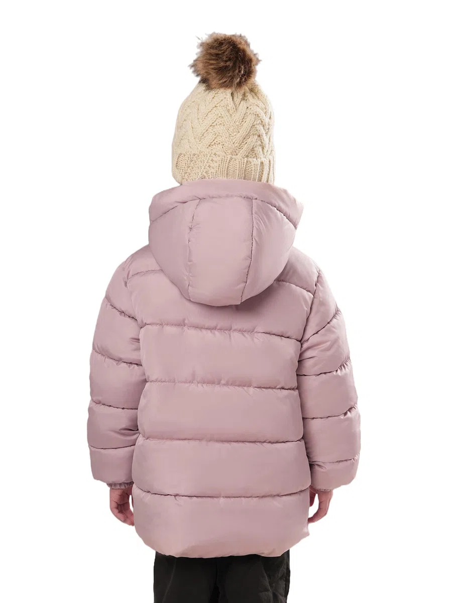 Sunny Sprout Abrigo de invierno con capucha para niñas - Chaqueta acolchada gruesa con forro polar y mangas antiviento