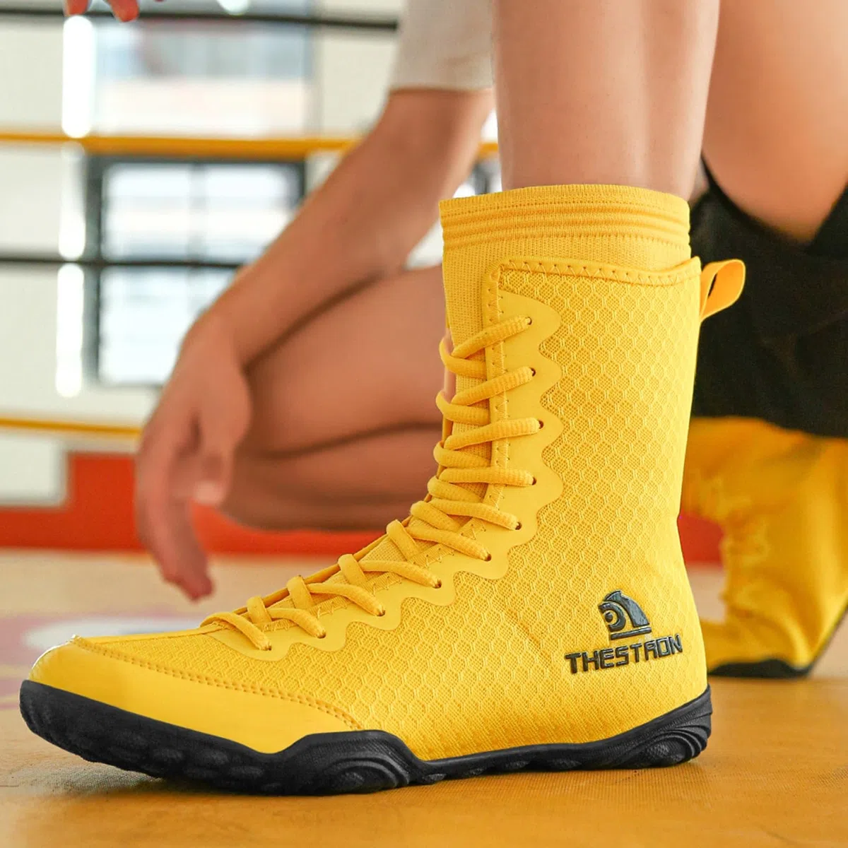 NGARY Botas De Boxeo Hombre, Zapatos De Lucha Unisex Mujeres Suela De Goma Zapatillas para Entrenar Artes Marciales Mixtas, Muay
