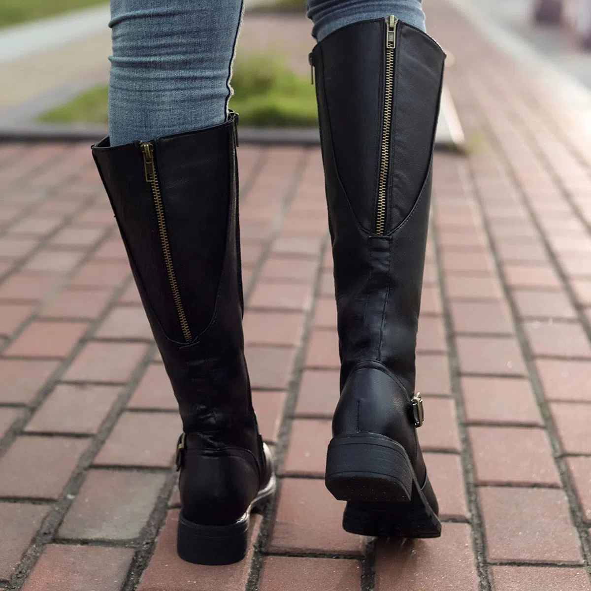 Botas de Mujer Bota Cana Alta con Tacon Ancho, Altura Media Cierre Cremallera Acabado en Antelina Look Casual o Fiesta zapatos