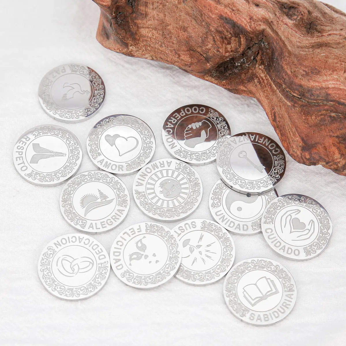 TINGKU Custom Wedding Coin Set - Arras para Boda Católica, 13 bendiciones únicas, caja de cuero de recuerdos de boda significativa-Silver Coins HB